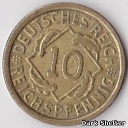 монета 10 рейхспфенниг