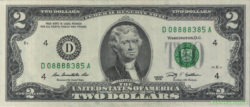 банкнота 2 доллара