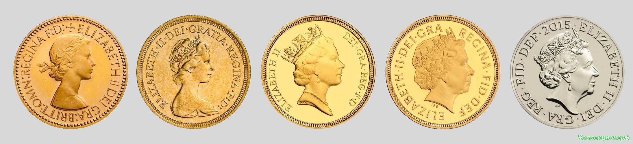 Типы монет с портретом Елизаветы II