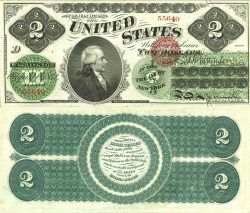банкнота 2 доллара второго выпуска National Bank Note Company