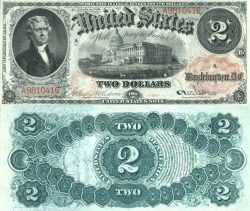 2 dollars series 1875 series A