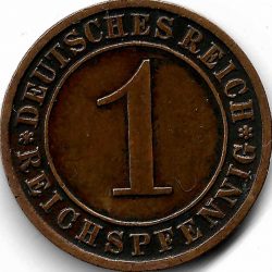 монета 1 рейхспфенниг