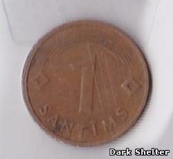 монета 1 сантим