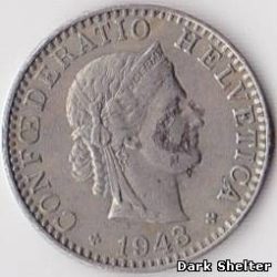 монета 20 раппен