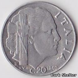 монета 20 чентезимо
